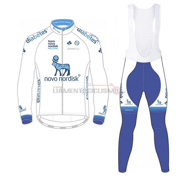 2017 Abbigliamento Ciclismo Novo Nordisk Manica Lunga Bianco